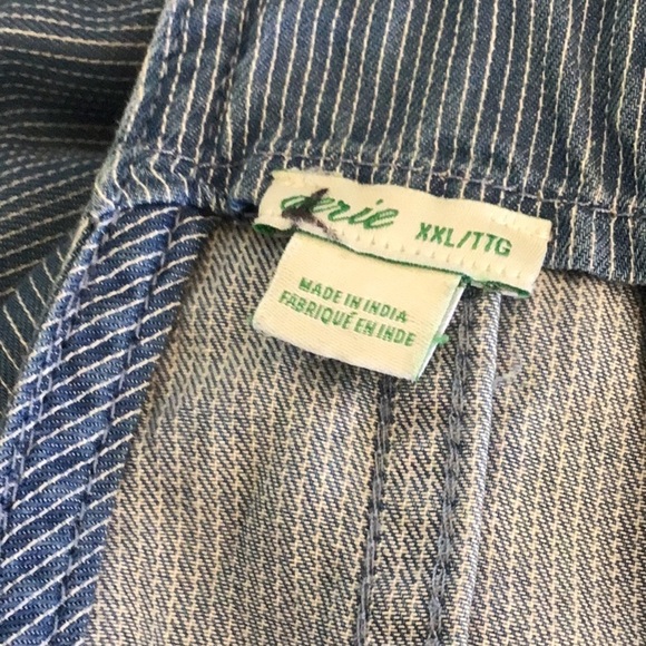 Aerie lightweight cotton blue/white conductor stripe wide leg overalls Plus XXL - Picture 10 of 12